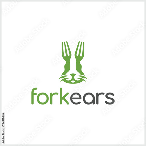 The cutlery and rabbit face logo can be used for restaurant logos or anything related to food