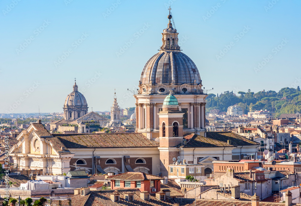 Obraz premium San Carlo al Corso basilica seen from Pincian hill, Rome, Italy