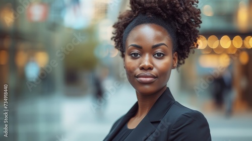 Professional African American businesswoman looking camera and tablet sitting in co-working space modern cafe, portrait female stock investor happy remote working, confident Insurance sales agent