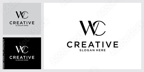 WC or CW initial letter logo design vector photo