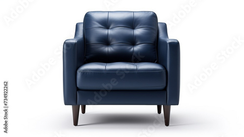 Modern stylish dark blue armchair isolated on white background © Yuwarin