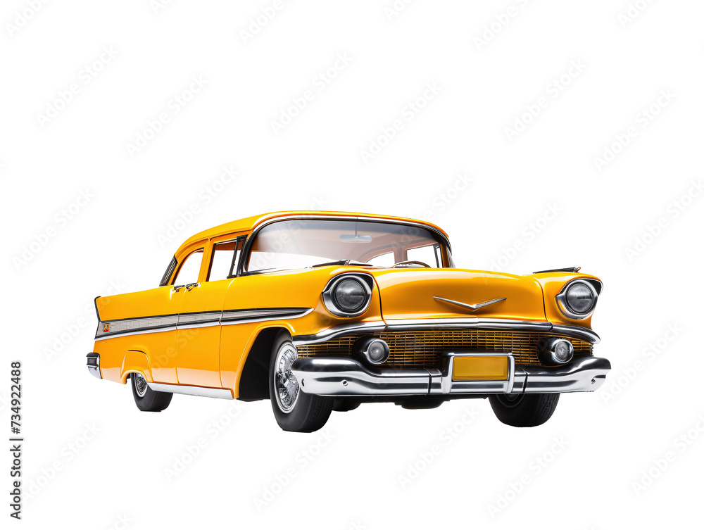a yellow car with chrome trim