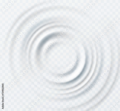 Ripple, splash water waves surface from drop isolated on transparent background. White sound impact effect top view. Vector circle liquid shampoo, cream or gel swirl round texture template