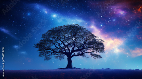 Beautiful Night Sky: The Milky Way and the Trees © Anas