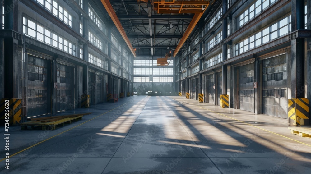 Interior of Steel in industrial warehouse..