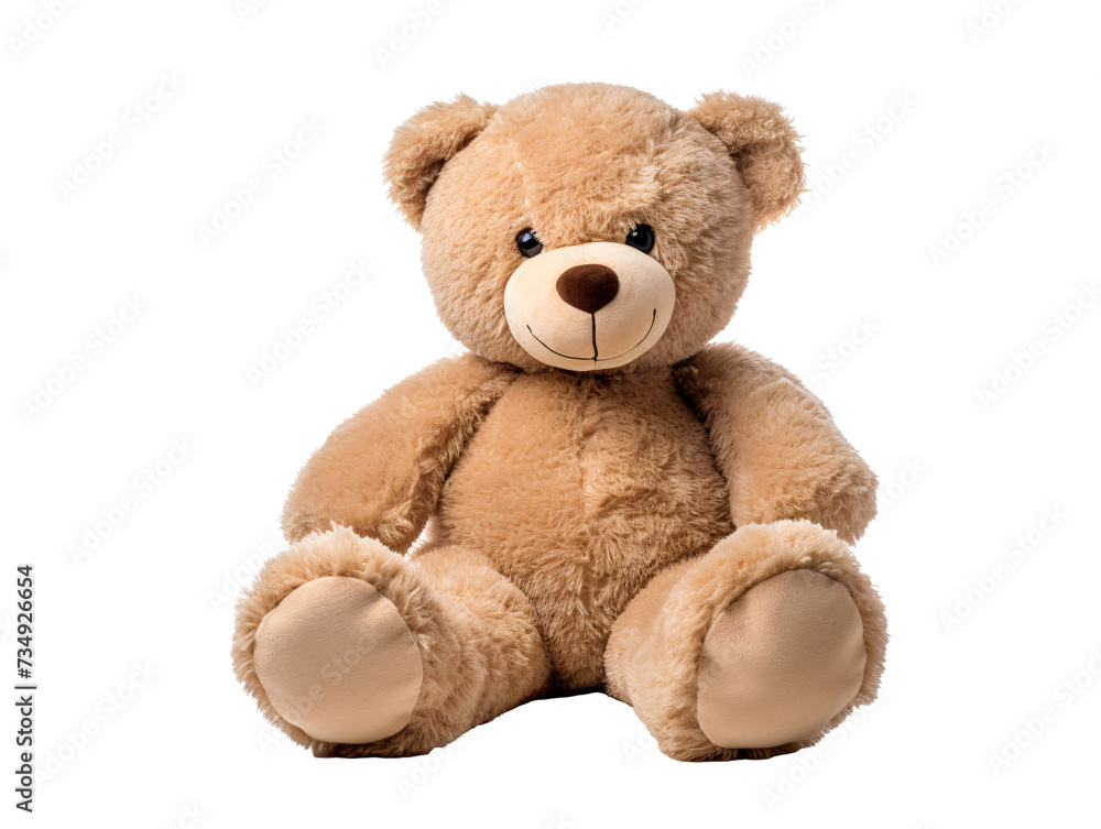 a teddy bear sitting on a white background