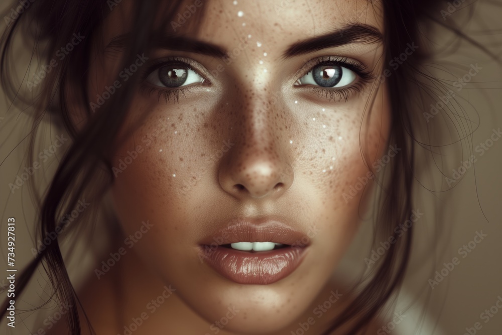 Captivating Closeup Freckled Brunette Beauty Steals The Limelight With Allure Captivating Closeup Freckled Brunette Beauty Steals The Limelight With Allure