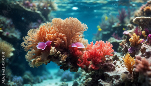Beautiful underwater scene with coral and fish. AI generated