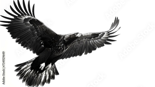 Majestic black and white eagle in flight captured in still motion, showcasing power and grace. perfect for nature themes. AI