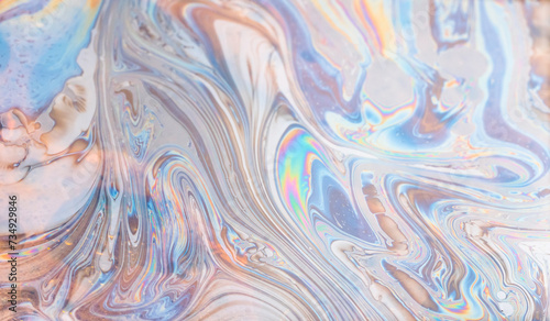 Abstract Colorful Swirls of Soap Bubbles and Light Reflection photo
