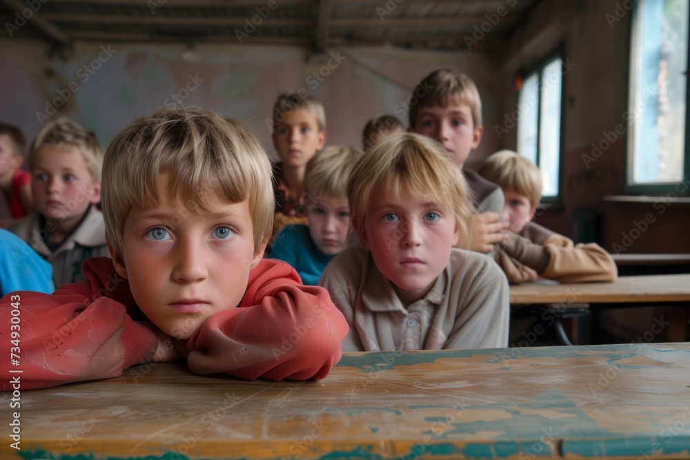 European Children Attentively Participating In School Lesson European Children Attentively Participating In School Lesson