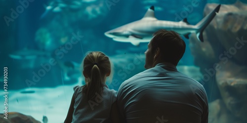 Captivating Sharks At Aquarium Leave Father And Daughter Awestruck
