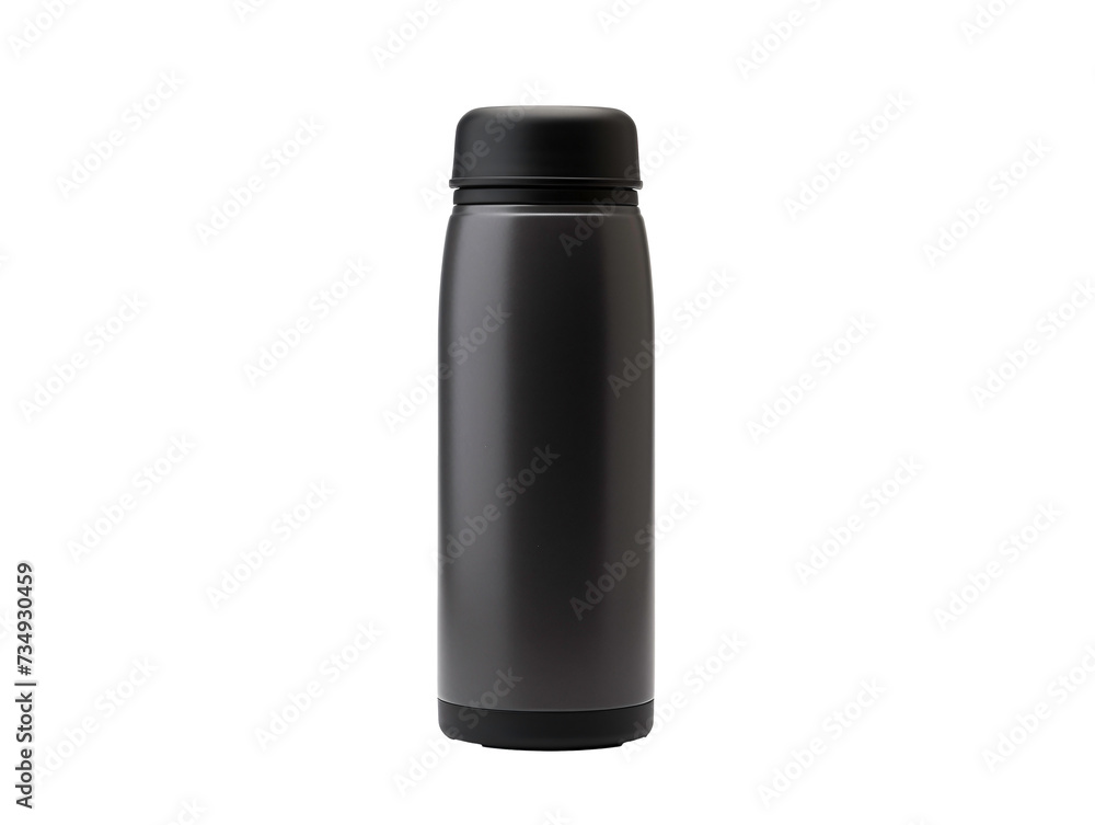 a black bottle with a black cap a black bottle with a black cap