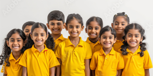 Joyful Indian School Children Strike Pose With Beaming Smiles