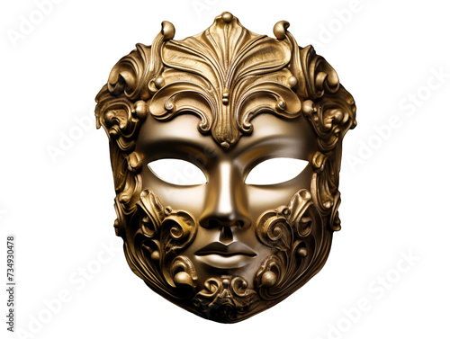 a gold mask with a face