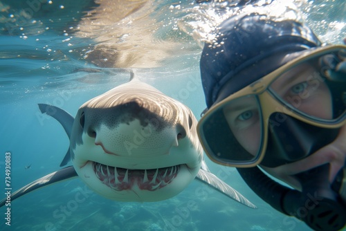 Man Takes Daring Underwater Selfie With Wild Shark, Up Close
