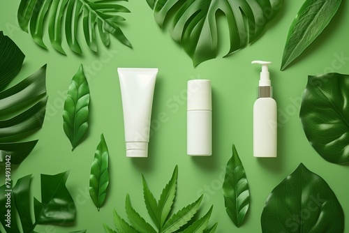 Natural Leaf Enhances The Clean Beauty And Skincare Concept Of Cosmetic Packaging
