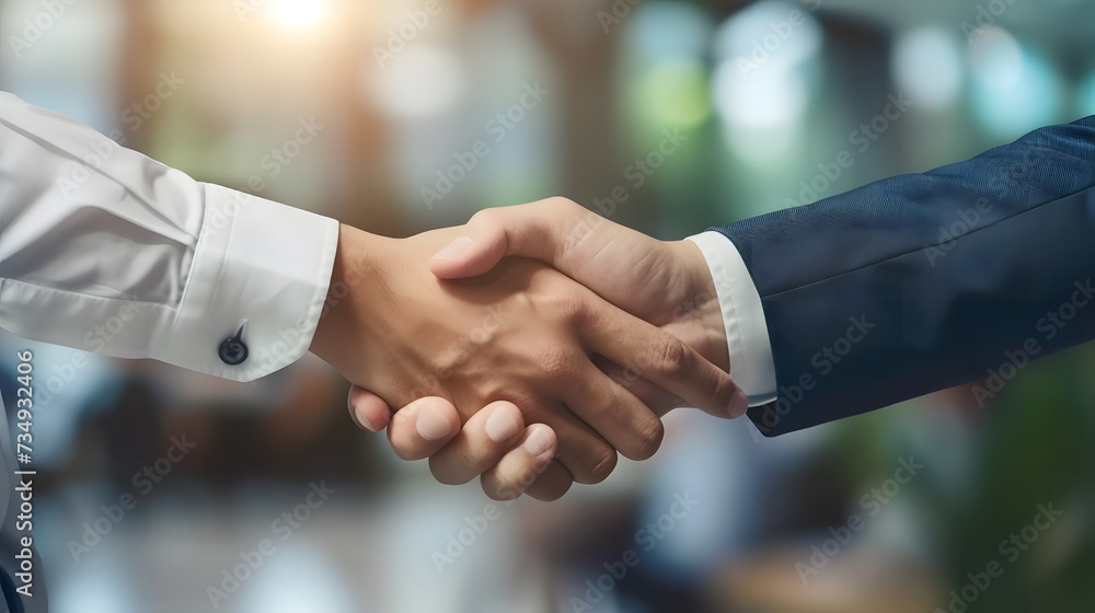 Partnership. senior business people shaking hand after business job interview at office building, negotiation, investor, success, partnership, teamwork, financial, connection concept,