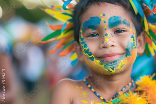 Young Child Showcasing Cultural Heritage And Identity During Vibrant Festival Celebration
