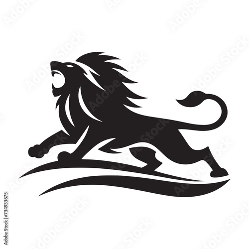 Fototapeta Naklejka Na Ścianę i Meble -  Furious Roar: Intense Vector Illustration Silhouette of an Angry Lion, Capturing the Ferocity and Power of the Fierce Predator.