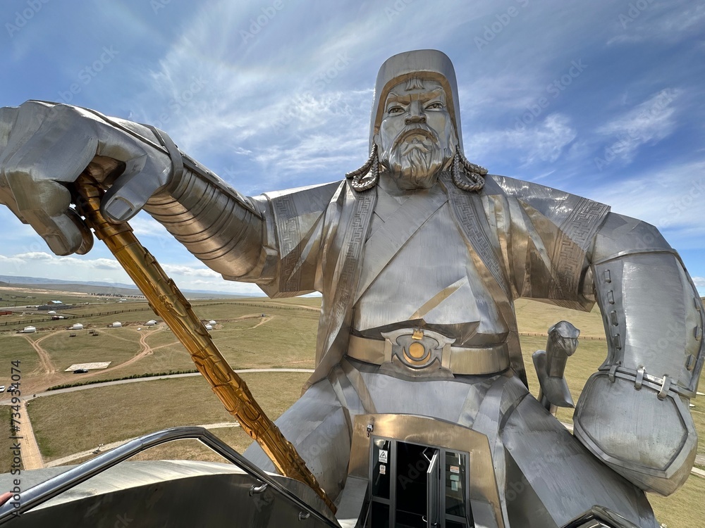 Statue of Mongolian leader and warrior Genghis Khan in Inner Mongolia ...