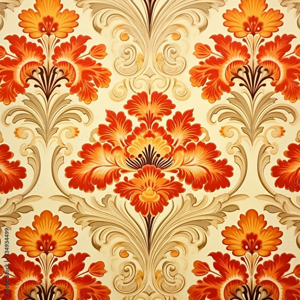 vintage wallpaper Soviet style, seamless floral background
