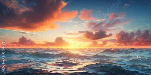 Beautiful seascape. Dramatic sunset over the sea. © Graphicsstudio 5