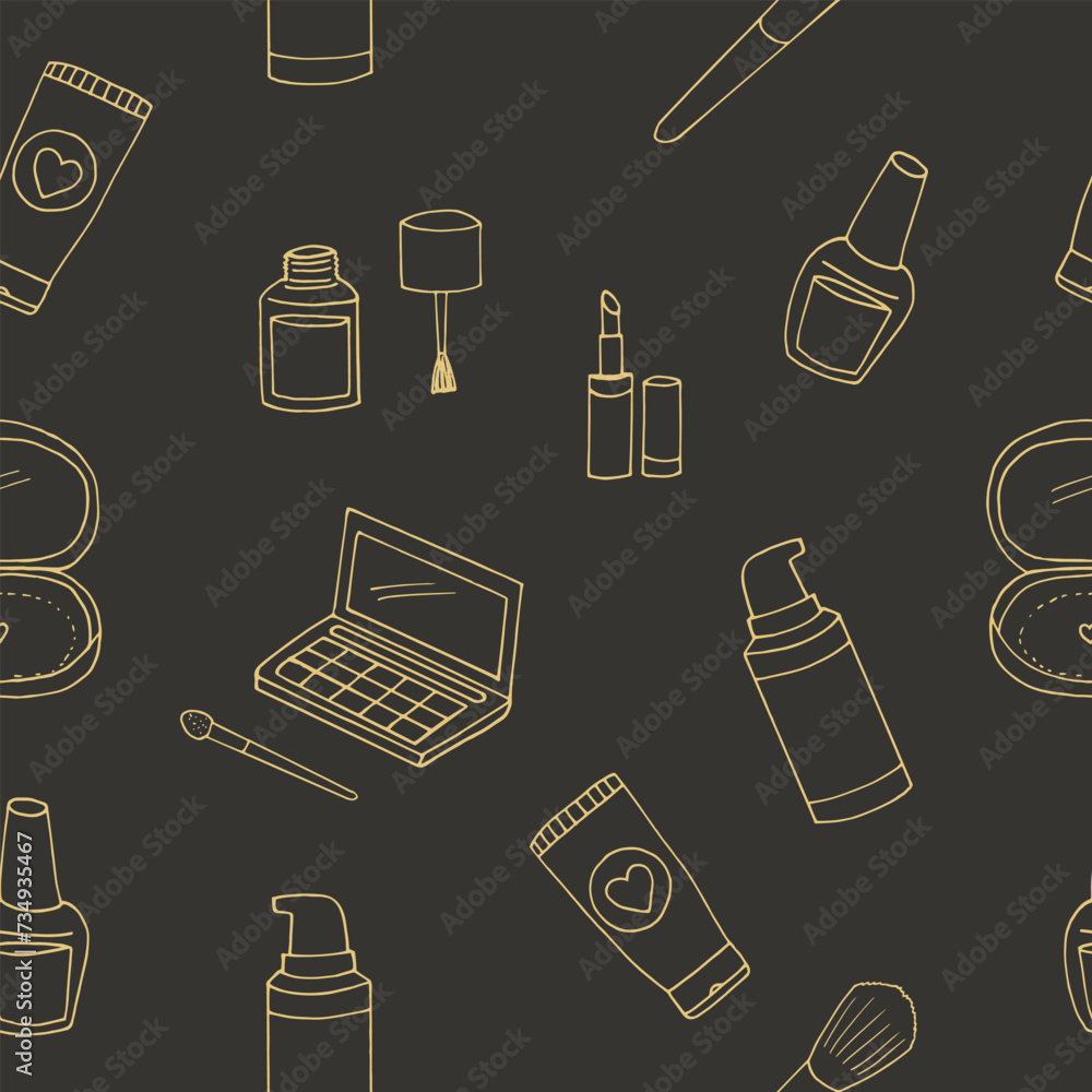 cosmetic pattern hand drawn in doodle style. minimalism, cosmetic pattern hand drawn in doodle style. minimalism,