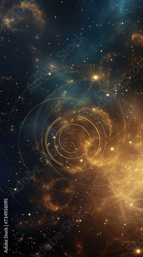 space, texture with a starry night sky, galaxy, astrological circles with constellations, ecoteric motifs, sunbeam photo