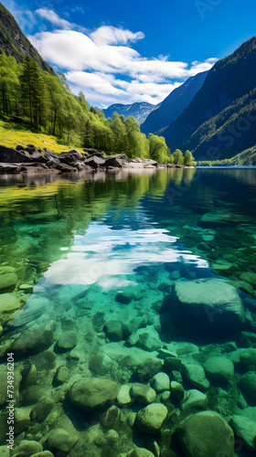 Serene summer sanctuary: Captivating Beauty of a Fjord during the Warm Season