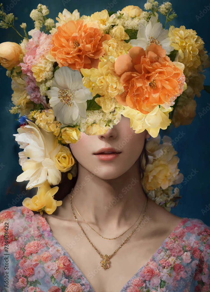 portrait of a young woman with flowers 