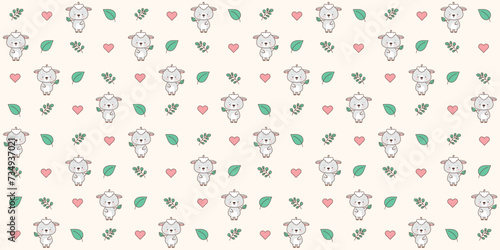 Seamless pattern with cute sheep. Cute animals in kawaii style. Drawings for children. vector illustration