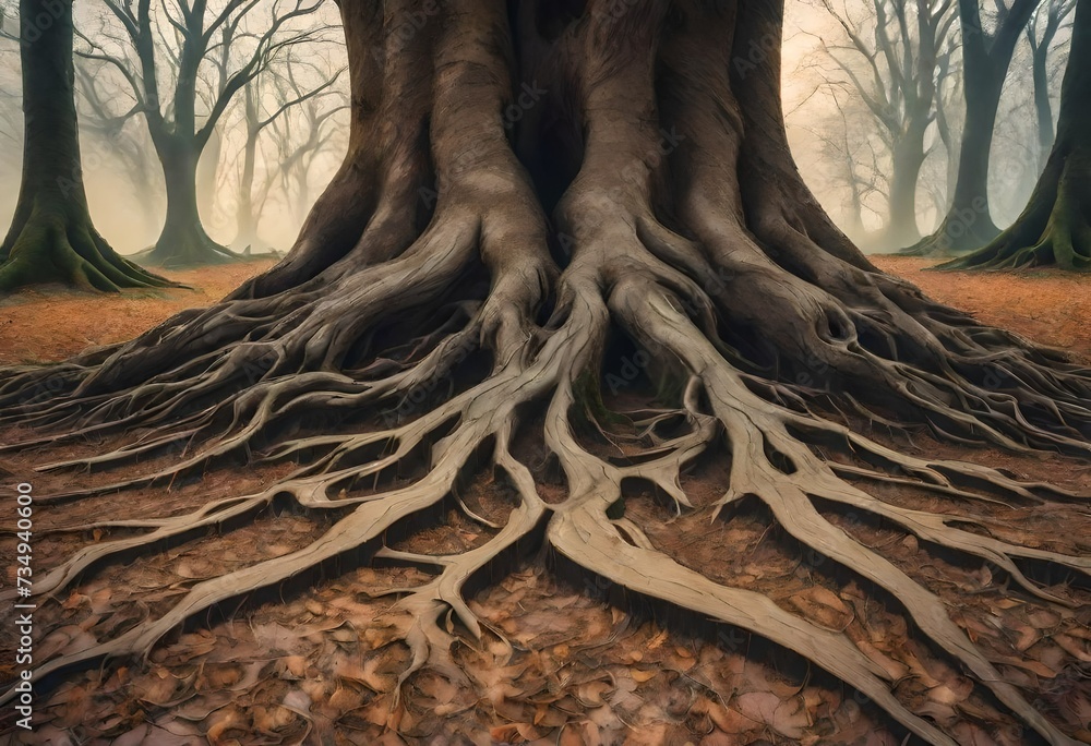 roots of a tree - obrazy, fototapety, plakaty 