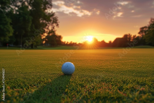 Golf at Sunset. Generative AI