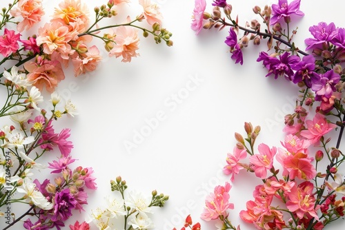 frame of spring flowers isolated on white background © Olga