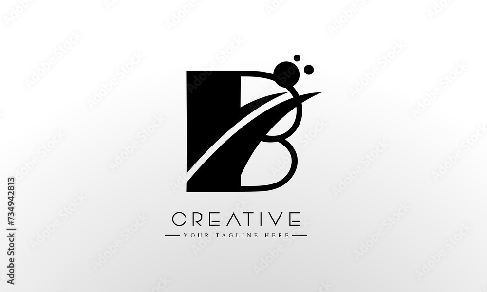 Letter B Logo Design Vector with Curved Swoosh Lines and Creative Look