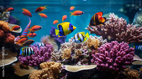 Colorful reef fishes.