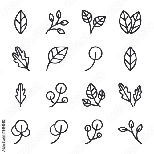 set of leaf elements for design