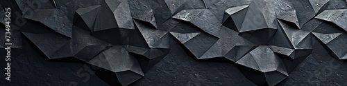 Dark wall with a chalkboard texture, featuring angular 3D polygons.