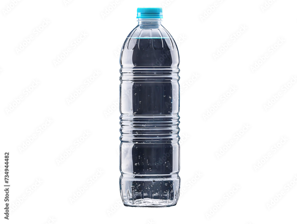 a bottle of water with a blue cap
