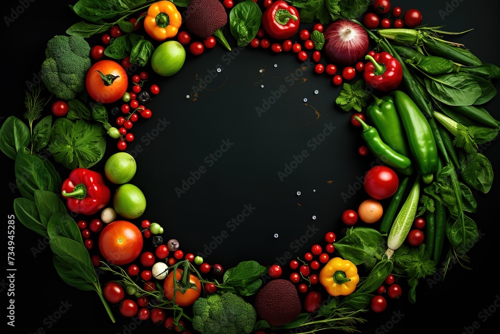Beautiful round frame made of rotten vegetables Beautiful round frame made of rotten vegetables