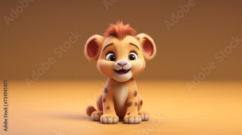 cute little cartoon lion generative ai