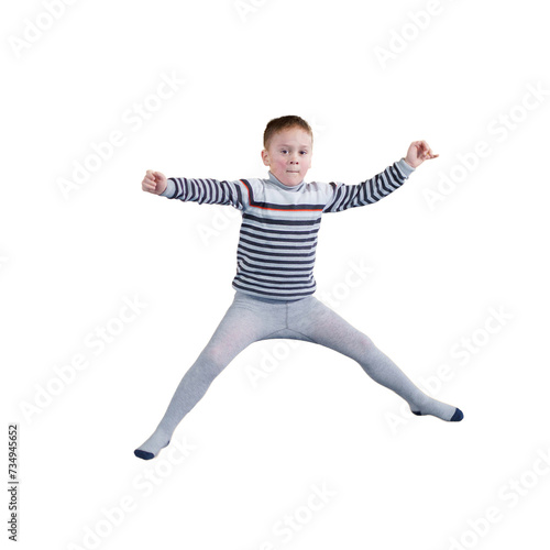 Happy smiling small kids jumping isolated on white background