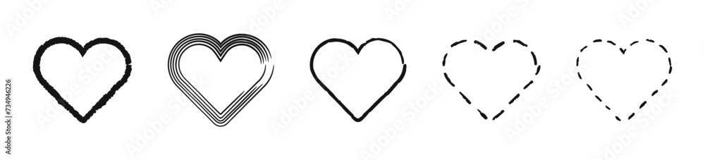Heart doodles set. Hand drawn hearts collection. Heart doodles set. Hand drawn hearts collection.