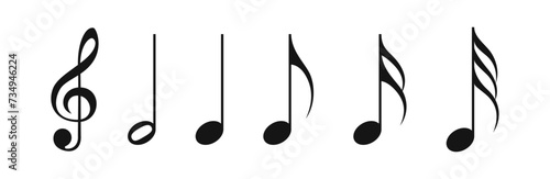 Music notes icon set. Music notes symbols. Note icon set photo