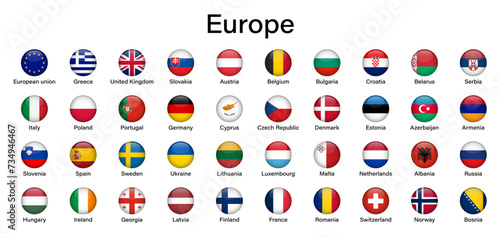 European countries flags set. Europe flags. Flags of European countries.