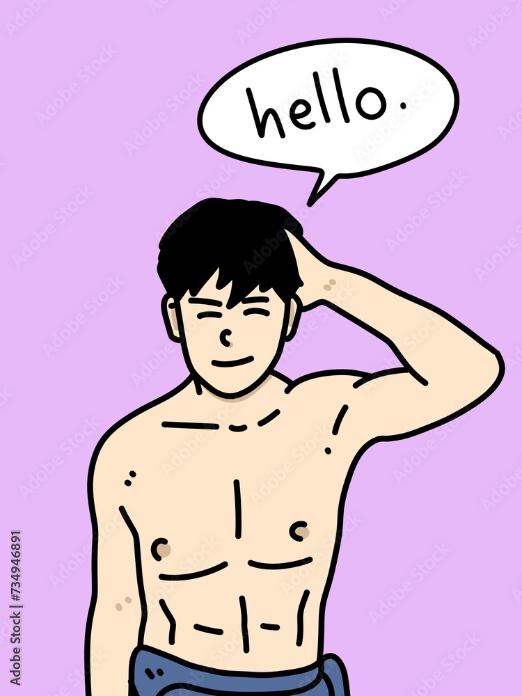 Fototapeta premium cute man in a purple shirt with a white background