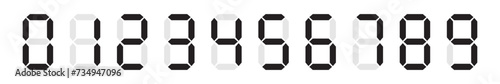 Digital numbers. Digital clock numbers. Digital calculator number set