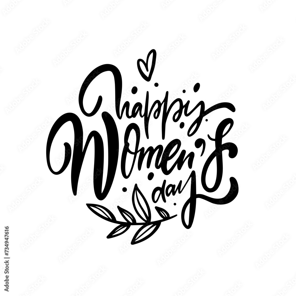 Happy Women's Day lettering phrase vector text. Happy Women's Day lettering phrase vector text.