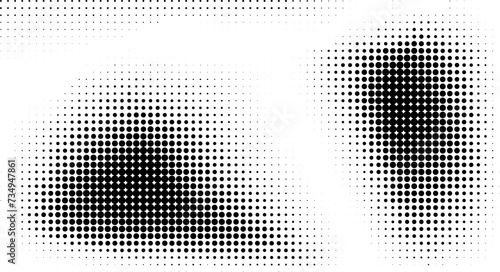 Halftone faded gradient texture. Grunge halftone background. Monochrome gradient background. Vector illustration